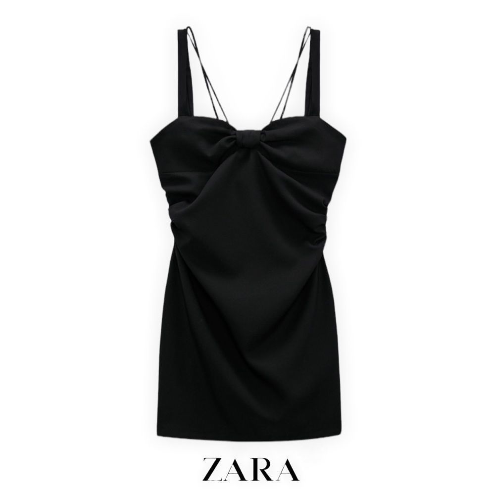 ZARA Women | Black | MINI DRESS WITH KNOT - Picture 2 of 10